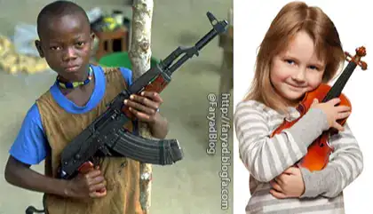 جنگ سالاران آینده یا هنرمندان آینده اگر یک ویولن در دست کودک قرار دهید اسلحه در دست نخواهد گرفت