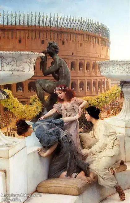نام نگاره کولوسئوم از لاورنس آلما-تادما، سبک رمانتیسم، ژانر نقاشی صحنههای خودمانی، ۱۸۹۶ روزه ندیدن چشمهایت